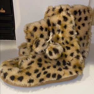 Cheetah print house slippers
